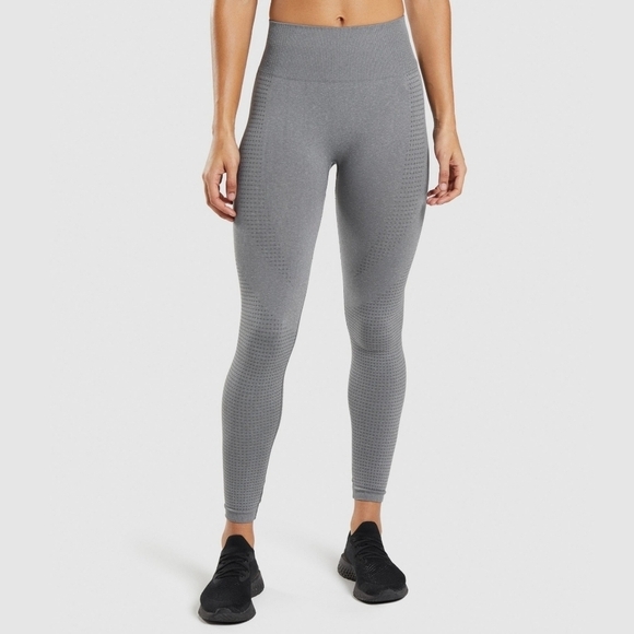 Gymshark Gray Vital Seamless 2.0 High Rise Graphic Logo Tight Leggings - Picture 1 of 8